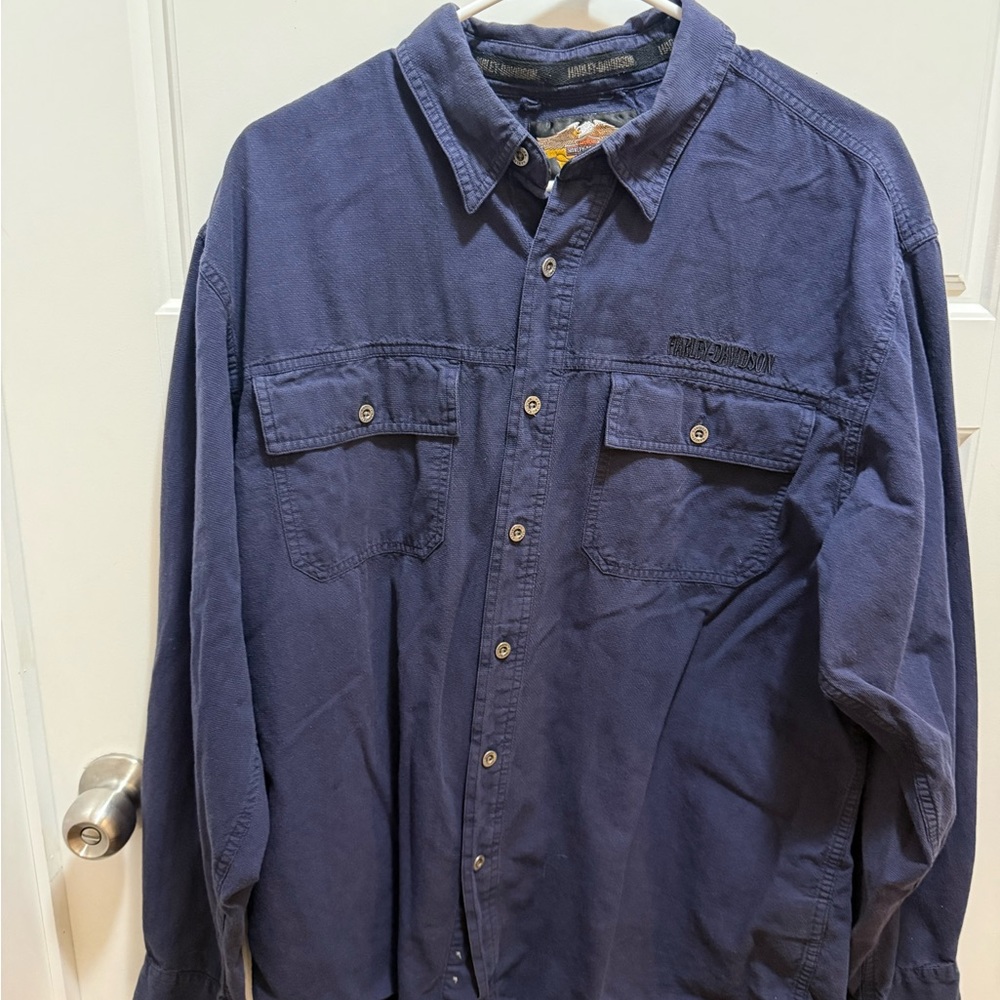 Harley-Davidson Navy Button‎ Up Size Large